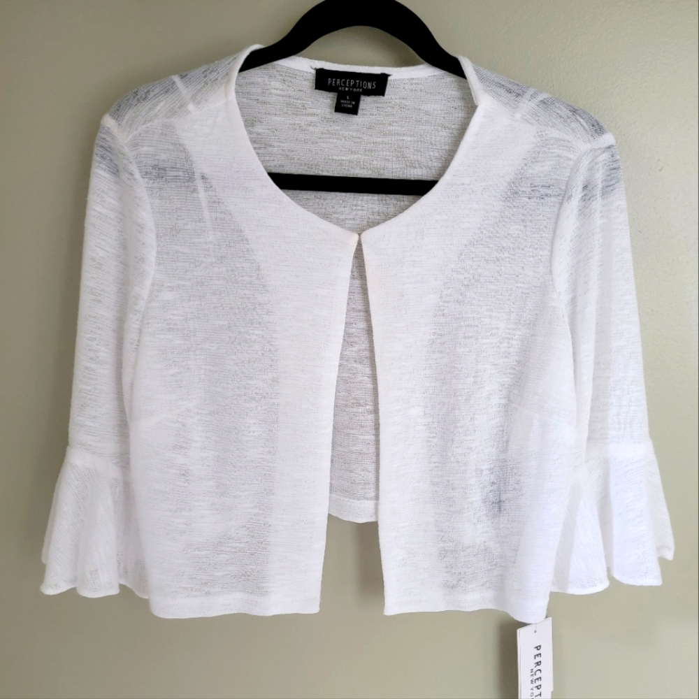 Perceptions Womens 3/4 Bell Sleeve Jacket/Sweater - Large